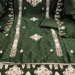 DWARKAPURI FASHION Embroidered Silk Georgette Unstitched Dress Material image 2