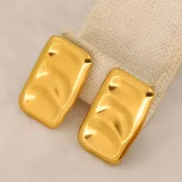 SHARLEEZ Stainless Steel Gold-Plated Geometric Shaped Drop Earrings-picture-29