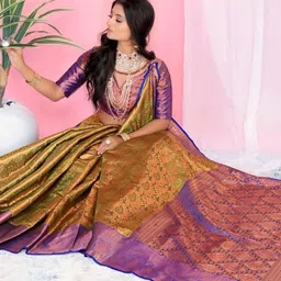 jayant creation Woven Design Zari Silk Blend Banarasi Saree image 4