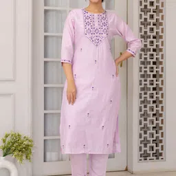 DIVASTRI Ethnic Motifs Embroidered Mirror Work Straight Kurta With Trouser & Dupatta-image-29