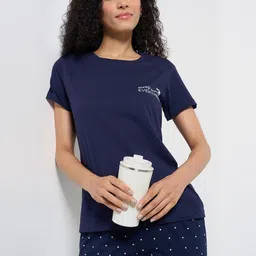 Dreamz by Pantaloons Women Round Neck Pure Cotton Lounge T-shirt-image-64