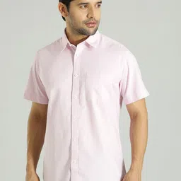 Indian Terrain Men India Slim Spread Collar Solid Cotton Slim Fit Casual Shirt image 3