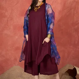 InWeave Women Regular Kurta with Palazzos & Dupatta-picture-23
