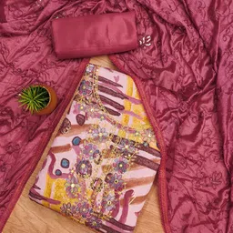 HERE&NOW Embellished Unstitched Dress Material-picture-15