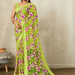 100 Dreams Women Floral Zari Saree-image-2