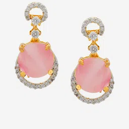 Kushal's Fashion Jewellery Rose Gold-Plated Zircon Circular Drop Earrings image 2