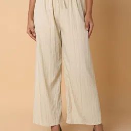 SHOWOFF Women Striped Comfort Straight Fit Pleated Trousers-picture-26