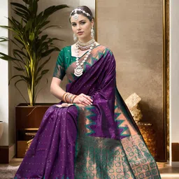 Anouk Ethnic Motifs Woven Design Zari Banarasi Saree image 2