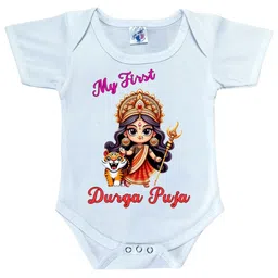 Cute Pals Infants My First Durga Puja Printed Cotton Onesie Bodysuit-image-35