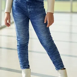 Naughty Ninos Girls Skinny Fit Mid-Rise Light Fade Printed Stretchable Jeans-picture-19
