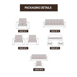 Cortina Grey Solid Polyester 4 Piece Sofa Cover image 5