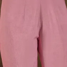 Inddus Floral Printed Mandarin Collar Thread Work Kurta With Trousers image 4