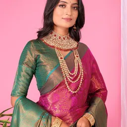 jayant creation Woven Design Zari Silk Blend Banarasi Saree image 3