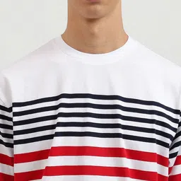 United Colors of Benetton Men Striped Pure Cotton Pockets Boxy T-shirt image 2