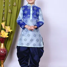 NFC CREATION Boys Printed Regular Dupion Silk Kurta with Patiala-picture-27