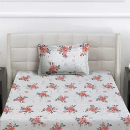 Myntra Elegant Homes White & Brown Printed 300 TC Single Bedsheet Set 2.25 m x 1.50 m image 2