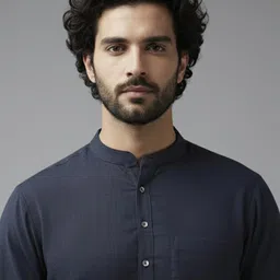 Yugnik Cotton Mandarin Collar Straight Kurta image 3