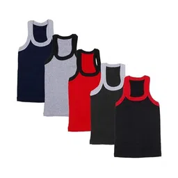 UNDERLOOP Boys Pack Of 3 Round Neck Basic Vest-image-1