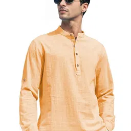 Yugnik Mandarin Collar Roll-Up Sleeves Straight Short Kurta-image-52