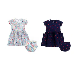THE COTTON BABY Girls Pack of 2 Printed A-Line Dresses With Shorts-picture-31