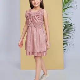 Peppermint Girls Self Design Bow A-Line Dress image 3