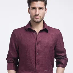 RARE RABBIT Men Comfort Relaxed Fit Solid Spread Collar Cotton Casual Shirt-picture-34