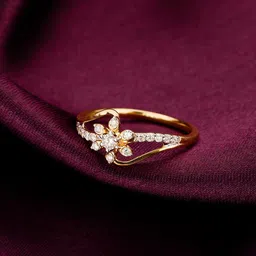 GIVA Seasons Of Life 14KT Gold Diamond Studded Finger Ring-2.0 gm-image-77