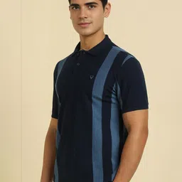 Allen Solly Men Striped Polo Collar Cotton T-shirt image 4