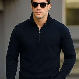SZN Men Solid Mock collar Full Sleeves Pullover Sweatshirts-image-29