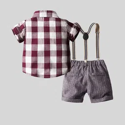 LULU & SKY Boys Checked Shirt With Shorts image 3