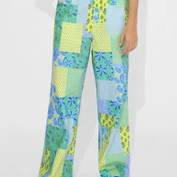 The Souled Store Women Floral Printed Cotton Mid-Rise Trousers-image-98