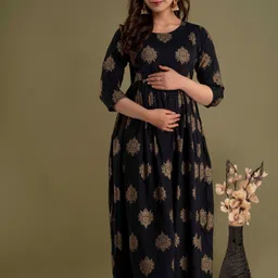 Mialo fashion Printed Flared Midi Maternity Dress-picture-12