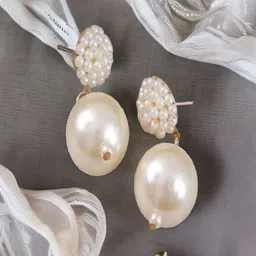 Vientiq Gold Plated Pearls Beaded Spherical Shape Drop Earrings image 5