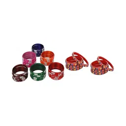SOMIL Set Of 32 Artificial Stones Studded And Beaded Bangles-image-31