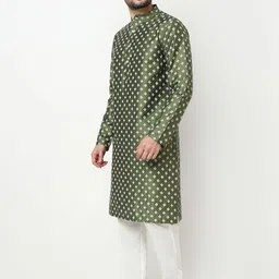 Ethnicity Geometric Printed Mandarin Collar Thread Work Straight Kurta image 5