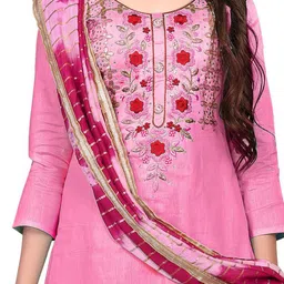 Maroosh Floral Yoke Design Beads & Stones Unstitched Dress Material image 2