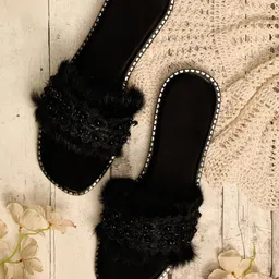 sole mates Women Embellished Open Toe Western Embellished Leather Open Toe Flats-image-36