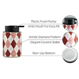 FabSeasons Green & White Checked Ceramic Suction Soap Dispenser 350 ml image 3