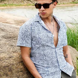 Campus Sutra Men Comfort Fit Abstract Printed Spread Collar Cotton Casual Shirt-picture-18