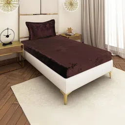 BLUEDOT Brown 220 TC Single Bedsheet with 1 Pillow Covers-picture-43