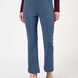 FLOREOS Women Textured Comfort Wrinkle Free Trousers-image-46