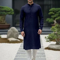 FTX Floral Embroidered Mandarin Collar Long Sleeves Straight Kurta-picture-13