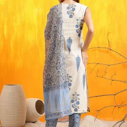 KALINI Women Ethnic Motifs Printed Regular Pure Cotton Kurta with Trousers & Dupatta image 4