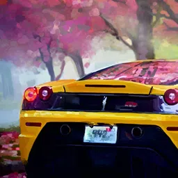 Inephos Yellow And Purple Car Printed Canvas Wall Art-picture-37