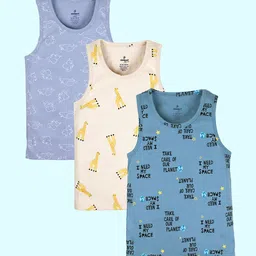 KiddoPanti Boys Pack Of 3 Basic Innerwear Vests SS25BVT007-Dusty Blue /Beige /Power Blue-picture-18