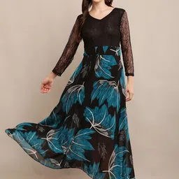 Raabta Fashion Floral Print Georgette Maxi Dress-image-38