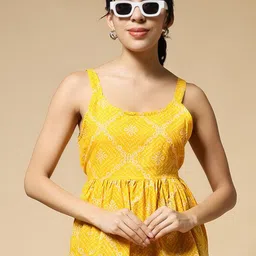 Womenster Women Bandhej Printed Scoop Neck Peplum Top-image-70