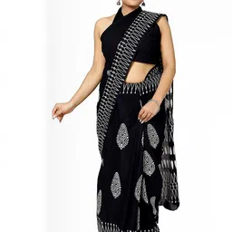 Dastkar Block Print Pure Cotton Sarees image 1
