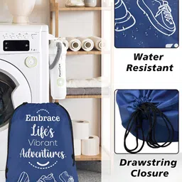 Aura Blue & White 24 Pieces Printed Foldable Laundry Bags image 2