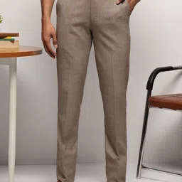 SUBTRACT Men Checked Slim Fit Wrinkle Free Formal Trousers-picture-26